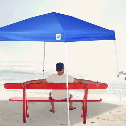 E-Z UP Sierra II Instant Pop Up Outdoor Canopy 10' x 10', Roller Bag and 4 Piece Spike Set, Royal Blue