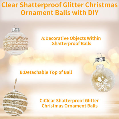 MuRealy Champagne Ornament Set - 9 PCS 3.15 Inch Shatterproof Glitter Hanging Balls - Plastic Decor Balls for Holiday Party, Christmas Tree (8cm)