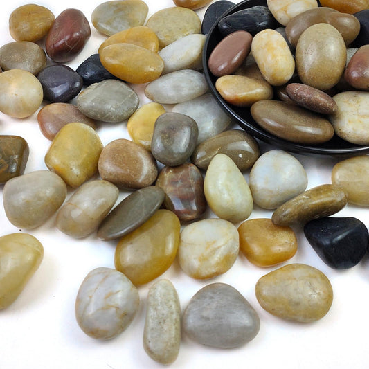 SHIZWU 20LB High Polished Colorful River Rocks,1-2.2 Inch Mixed Colorful Pebbles for Garden Landscaping, Decorative Stones for Fish Tank, Vase Filling, Outdoor Decorative River Rocks