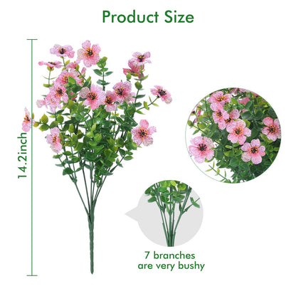 XEOLIAN 12 Bundles Artificial Flowers Outdoor UV Resistant Fake Plastic Plants Indoor Outside Hanging Plants Garden Porch Window Box Home Wedding Farmhouse Festive Shrub Decor (Pink)