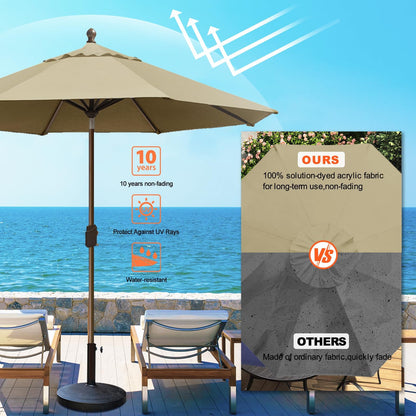 Eurmax USA 10-Year-Non-Fading 10FT Outdoor Patio Market Umbrella,UPF50+ UV Resistant Sun Shade,Heavy Duty Commercial Grade,Crank Lift&Tilt,Windproof Vented Top for Garden,Pool,Deck,Sand