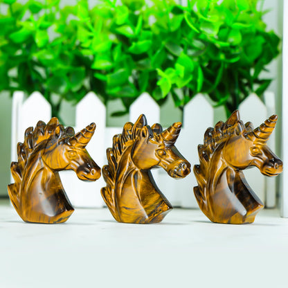 Artistone Fairy Unicorn Statue Crystal Figurines Home Decor Tiger Eye Animal Carvings Collection Reiki Gifts Gemstone Paperweight Unicorn Sculpture Stone Ornament