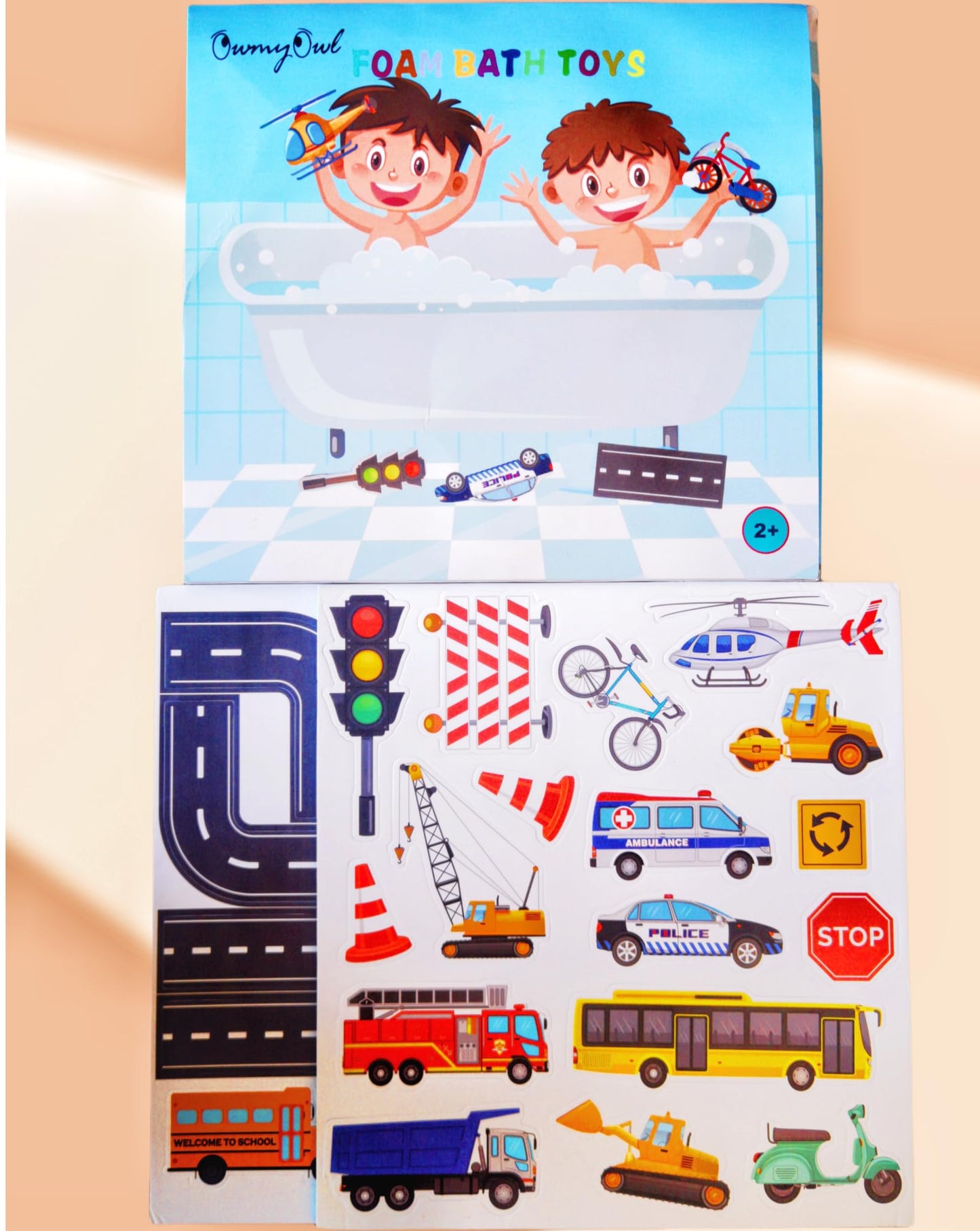 Foam Bath Toys for Toddlers- 29 Piece Vehicles Bath Stickers with Storage Bag Educational Floating Bathtub Traffic Preschool Non-Toxic Fun Bathing for Baby Girls Boys Toddler Kids