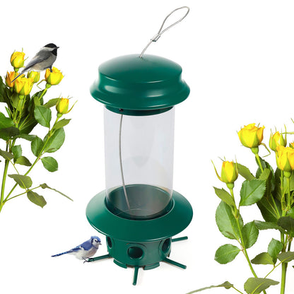 Nature's Rhythm Hanging Classic Tube Wild Bird Feeder Premium Hard Plastic Steel Hanger Weatherproof and Water Resistant