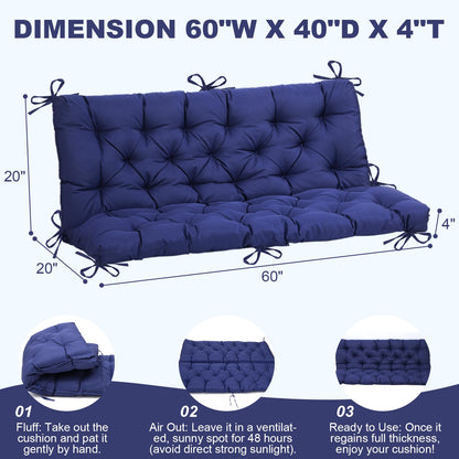 EverPine Outdoor Swing Cushion Replacement Patio Bench Cushion Waterproof Thick Seat Pad for Porch Swing Daybed Garden Sofa Furniture (Navy Blue)