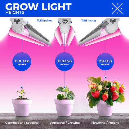 Barrina LED Grow Light, 252W(6 x 42W) 4ft T8, Full Spectrum, V-Shape with Reflector, Linkable Design, Plant Lights for Indoor Plants, 6-Pack