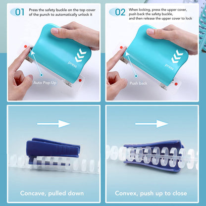 10 Hole Puncher, Spiral Binding Machine, Spiral Hole Punch, Hole Punch for Spiral Binding, Paper Binding Machine Handheld Portable Spiral Binder A4 A5 A6 A7 Coil Book Round Hole Puncher Punching Tool