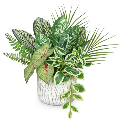 Fake Plants 12.9" Artificial Potted Plant Assorted Faux Plants in Pot Silk Plants Artificial Plants Indoor for Home Living Room Bedroom Bathroom Office Desk Table Centerpieces Shelf Greenery Decor