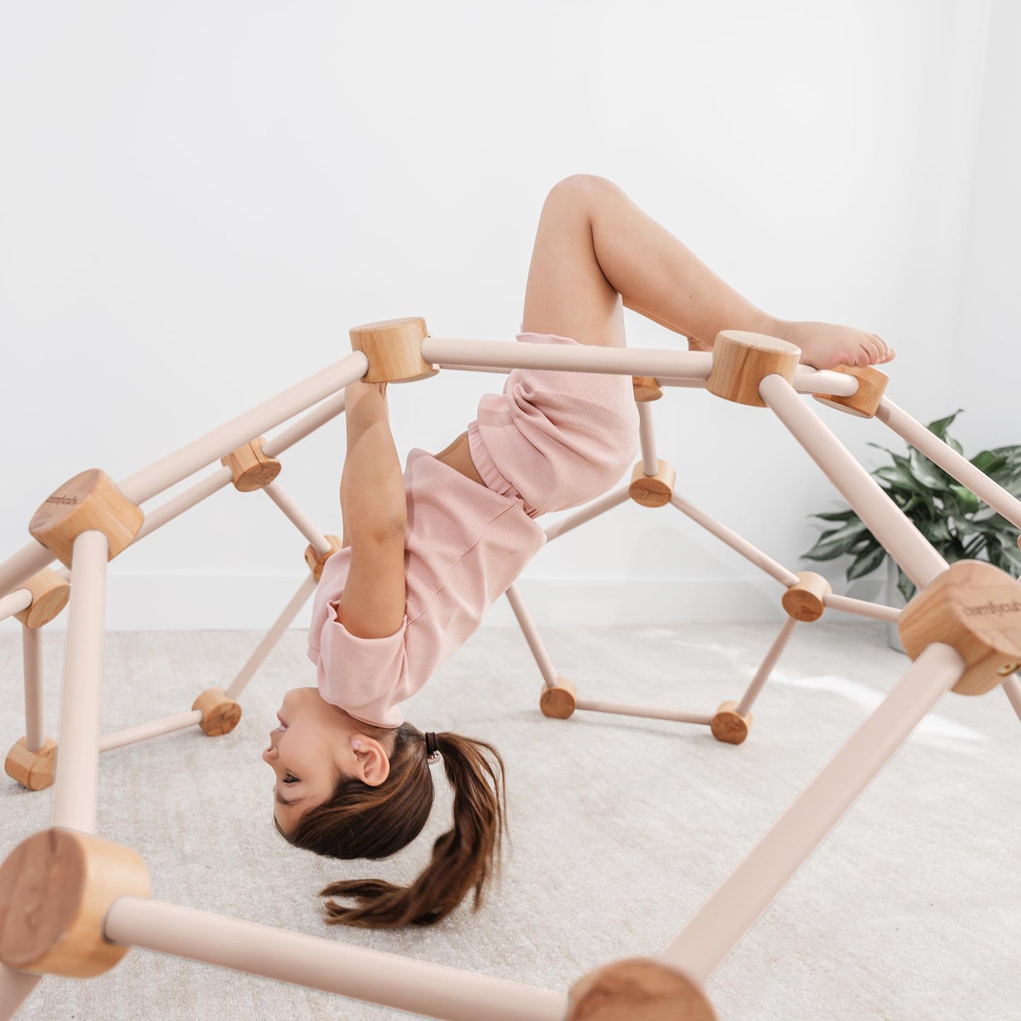 Comfy Cubs Wooden Toddler Play Gym for 3-6 Years Old - Montessori Climber for Kids - Safe Climbing Toy Support up to 120 lbs - Easy to Assemble Kids Climber for Active Play - Blush
