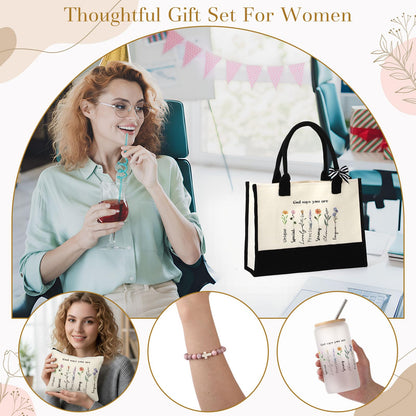 Sadnyy 7 Pcs Christian Easter Gifts Set for Women God Says You Are Faith Bible Religious Gifts Spiritual Inspirational Christmas Birthday Present for Women Friendship Faith Mom Sister Girl Coworker