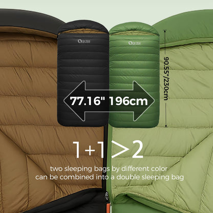 QEZER XL Sleeping Bag-600 Fill Power Down Sleeping Bag for Adults, Ultralight Ideal for Backpacking, Camping, Hiking