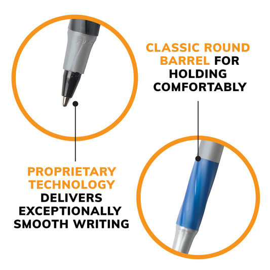BIC Round Stic Grip Xtra Comfort Assorted Colors Ballpoint Pens, Medium Point (1.2mm), 36-Count Pack, Perfect Writing Pens With Soft Grip for Superb Comfort and Control, Pack of 18