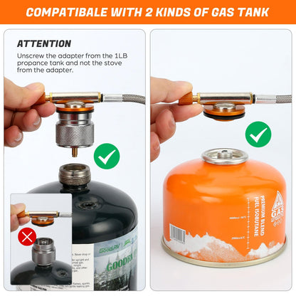 Odoland 3500W Windproof Camp Stove Camping Gas Stove with Fuel Canister Adapter, Piezo Ignition, Carry Case, Portable Collapsible Stove Burner for Outdoor Backpacking Hiking and Picnic