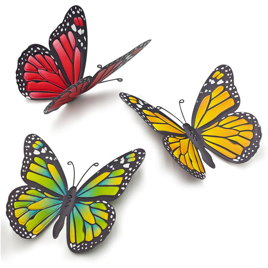 EOORAU Metal Butterfly Wall Decor - Butterflies Wall Sculpture Hanging Decorations for Indoor Outdoor Fences Patio Yard Fence Garden Decorations, Gift for Mom Friends
