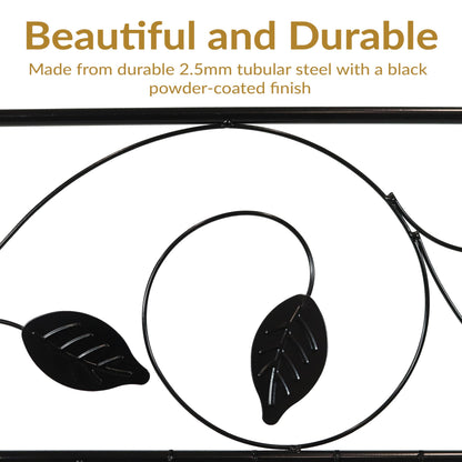 Sunnydaze Winding Vines 10-Foot 4-Piece Steel Decorative Garden Fence Panels - 30" W x 36" H Per Panel - Black