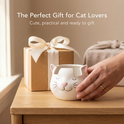 Luvberries White Cat Eyewear Holder, Multi-Purpose Accessories for Makeup and Stationery, Compact and Cute