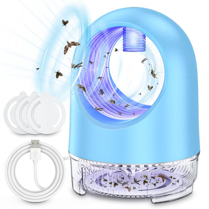 Fruit Fly Traps for Indoors, Electric Fan Powered Bug Catcher, Reusable Gnat Killer for Home Kitchen with Sticky Cartridges for Mosquitoes & Moths