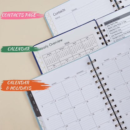 2026 Planner - Weekly and Monthly Planner 2026, Jan 2026 - Dec 2026, 6.4" x 8.5", Daily Planner Calendar Planner with Monthly Tabs, Elastic Closure, Pocket, Notes, Faux Leather Cover Yearly Agenda(Red)