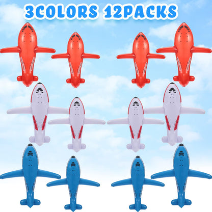 Lewtemi 12 Pieces Inflatable Airplanes Party Decoration Red White Blue Aircraft Inflates Plane for Independence Day Birthday Shower Party Supplies 24.5 and 15.75 Inch