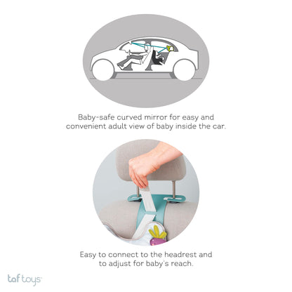 Taf Toys Infant Car Seat Development Center Newborn Baby Essentials Must Haves Toy, Car Seat Accessories Activity Center with Car Seat Mirror, for Newborn Toys 0 3 Months Brain Development