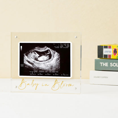 Calculs Baby US Frame Baby in Bloom Ultrasound Sonogram Keepsake Acrylic Picture Frame Freestanding Double Sided Magnetic Lucite Frameless Display Gifts