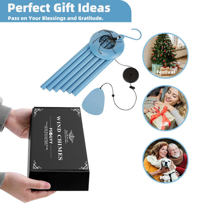 FSVGYY Wind-Chimes-Outdoor-Deep-Tone, Large Soothing Melodic Tones Mobile Windchimes, Wind Chimes for Outside, Memorial Wind Chime Best Gift for Mom Women Grandma Neighbors(32" Blue Coated Aluminum)