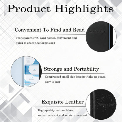 Business Card Holder Book, Holds Up to 400 Cards, Large Capacity Business Card Organizer with Clear Fixed Pages, Professional Card Holder Binder for Office, Desk & Travel