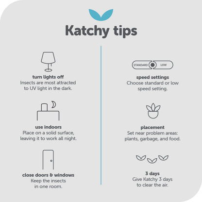 Katchy Indoor Flying Insect Trap – Catcher & Killer for Mosquitoes, Fruit Flies, Gnats & Moths – Non-Zapper with Suction & Blue Light – Ideal for Indoor Spaces, Kitchens & Plants (Original, Black)