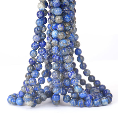 70PCS Natural 8MM Healing Gemstone, Lapis Lazuli Energy Stone Round Loose Beads, Semi-Precious Crystal Beads with Free Elastic String for Jewelry Making DIY
