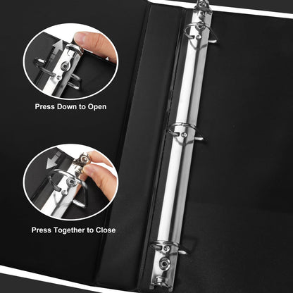 CIXILDTS 1-inch 3 Ring Binder Fit US Letter Size Paper, 1" Slant D Ring Binders, Presentation View Binder with 2 Pocekts, 12-Pack,Black