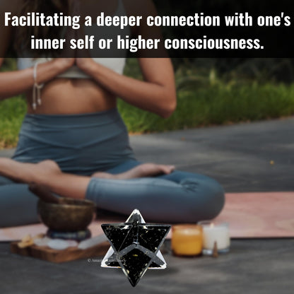 Amazing Gemstone 1 Pcs Black Tourmaline Large Crystal Orgone Merkaba Star for Reiki Healing Meditation and Crystal Grid