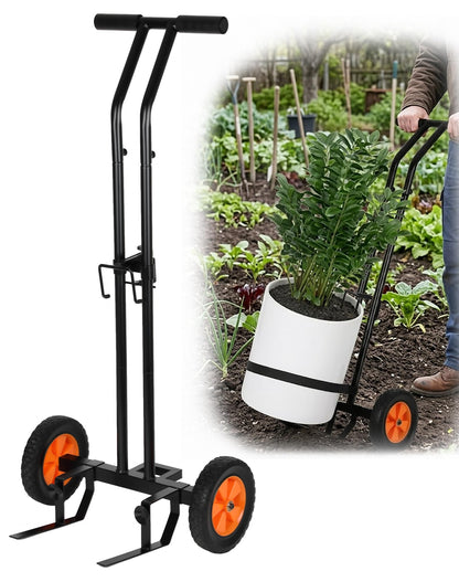 Deerift Heavy Duty Plant Caddy with Wheels, Plant Dolly Cart, Adjustable Grabbing Arm & Suction Cups for Easy Plant Movement, Versatile Indoor/Outdoor Plant Dolly Trolley Cart with Strap, Black