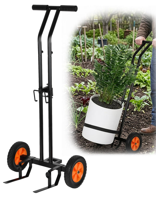 Deerift Heavy Duty Plant Caddy with Wheels, Plant Dolly Cart, Adjustable Grabbing Arm & Suction Cups for Easy Plant Movement, Versatile Indoor/Outdoor Plant Dolly Trolley Cart with Strap, Black