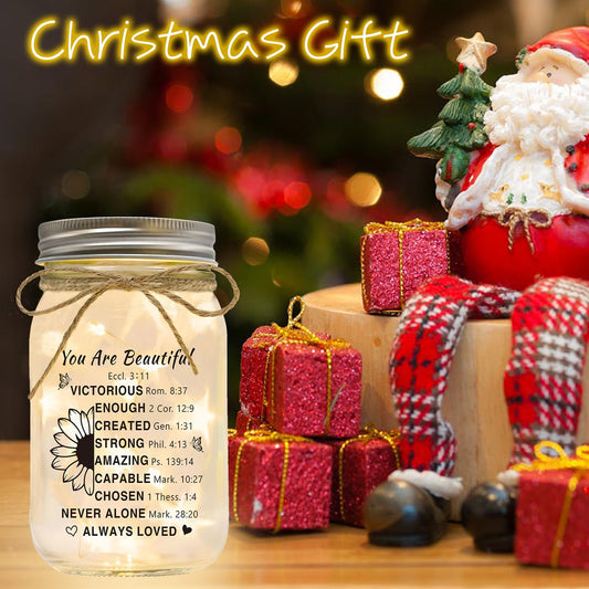 Christian Gifts for Women Birthday, Mothers Day Gifts For Mom - Inspirational Mason Jar Night Lights Gifts for Christmas, Sister, Friend, Coworker - Religious Spiritual Gift, Home Decorative Signs