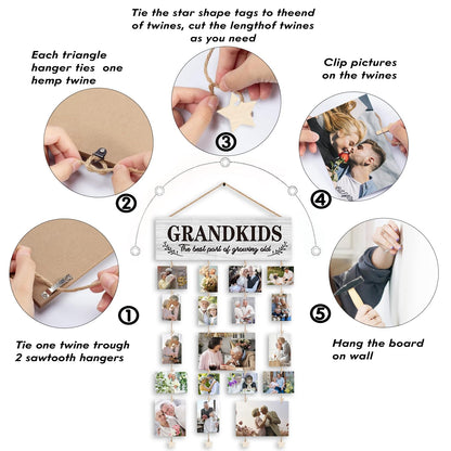 SJDFCSA Gifts for Grandparents, Grandkids Picture Frames Gifts for Grandma Nana Grandmother from Granddaughter Grandson, Grandkids The Best Part of Growing Old Photo Collage Frame for Wall