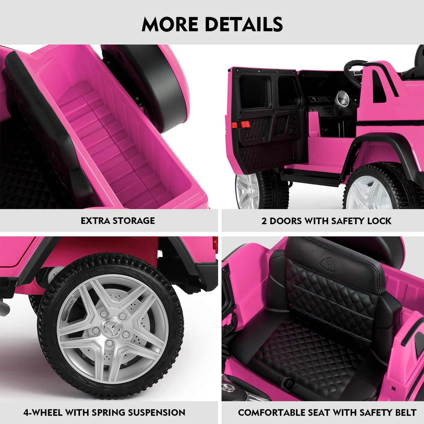 JOYLDIAS Ride On Cars, Licensed Mercedes-Benz Maybach G650S, 12V7AH Battery Powered Toy Electric Car for Kids W/LED Underglow Lights,Remote Control, 2 Motors, 3 Speeds, Music, Bluetooth,Horn,Pink