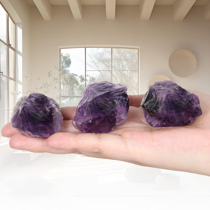 1.1lb Bulk Raw Deep Amethyst Stone Rough Crystal-Natural Raw Stones Crystal for Tumbling, Cabbing, Fountain Rocks, Decoration, Polishing, Wire Wrapping, Wicca & Reiki Crystals Healing