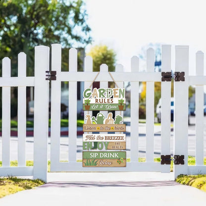 IARTTOP Garden Rules Hanging Sign Let It Grow Wooden Plaque Garden Home Decor Farmhouse Welcome Door Signs for Porch Yard Gardening Shed Decorations 10x18.4Inch Gifts for Plant Lovers