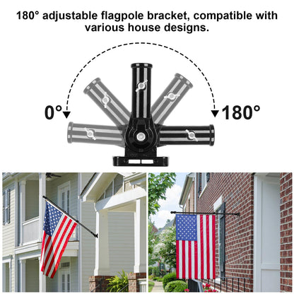 Msnaile 6FT Carbon Fiber Flag Pole, Flagpole for Outside House, Porch Flagpoles, Tangle Free Black Flag Pole Kit, Wind-Resistant, Bend-Resistant, Rust-Free (Includes Bracket, Plain Carbon Fiber)
