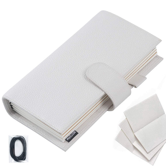 Moterm Companion Traveler's Notebook Cover - Upgraded Design with Back Pocket (Standard Size, Pebble-Cream)