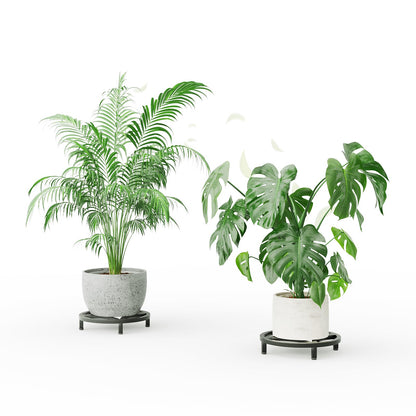 Zhongma 2 Pack 11.8" Fully Assembled Sturdy Potted Plant Stand Flower Pot Holder Heavy Duty Construction, Low Plant Stand for Home Indoor and Outdoor, Sturdy plant riser and saucer without Installation Required