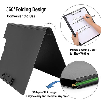 MUYICS 10 Pack Foldable Clipboards, A4 Clipboard Folder, Office Clipboard Folder with Double Clips Metal Clip, Storage Clipboards for Office, School or Medical Field(5 Colors)