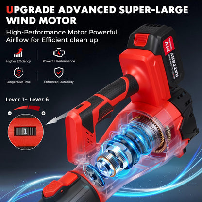 650CFM Cordless Leaf Blower,21V Electric Leaf Blower with 2 * 2.6Ah Battery & Charger,Electric 6-Speed Power Handheld Blower for Lawn Care,Yard, Garden, Patio & Outdoor