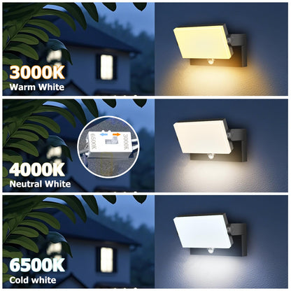 rosykite Motion Sensor Outdoor Wall Pack Lights,40W Acrylic LED Porch Lights 360 °Rotation,Waterproof 5000K/4000K/6000K Exterior Flood Wall Sconce Light for Garage