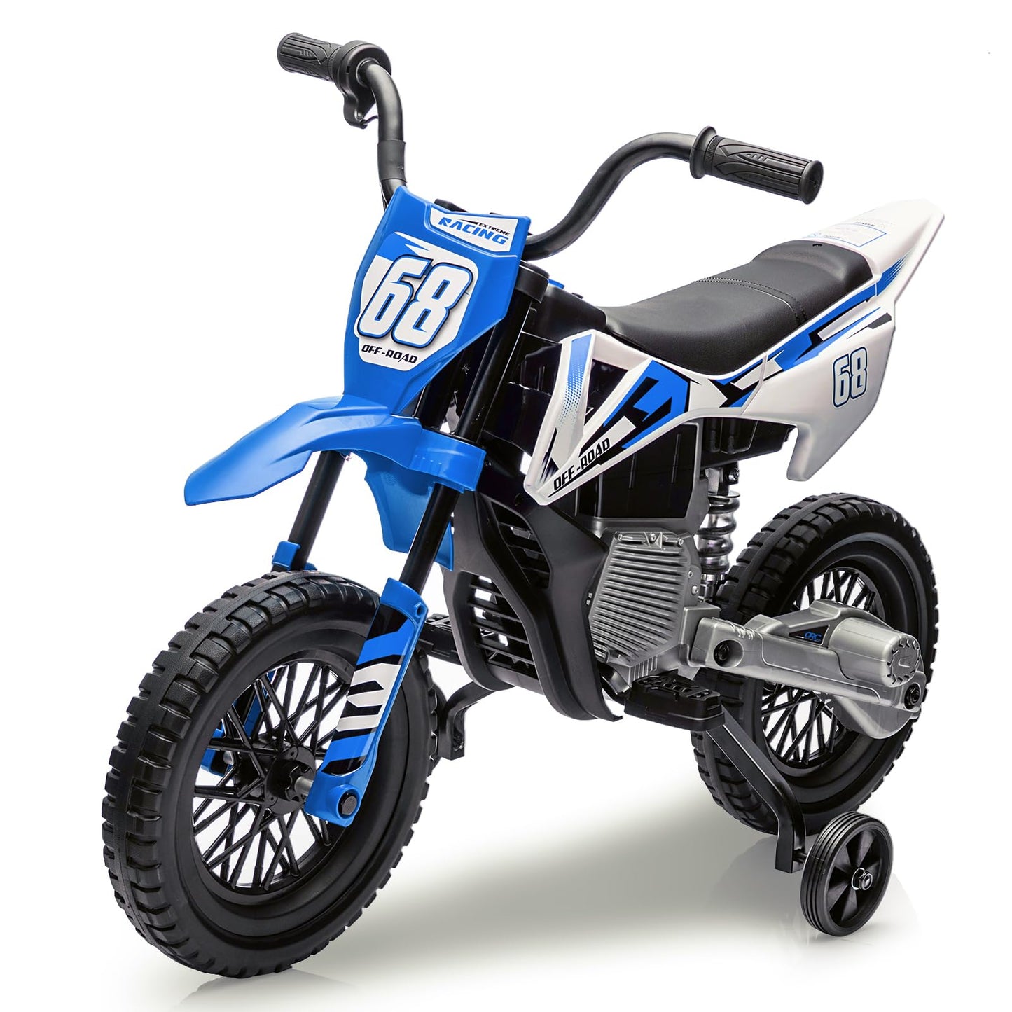 GarveeLife 12V Kids Motorcycle, Electric Dirt Bike with Traning Wheels, Twist Grip Throttle, 3mph Max Speed and Music, Ride on Motorcycle for Toddlers, Deep Blue (Deep Blue)
