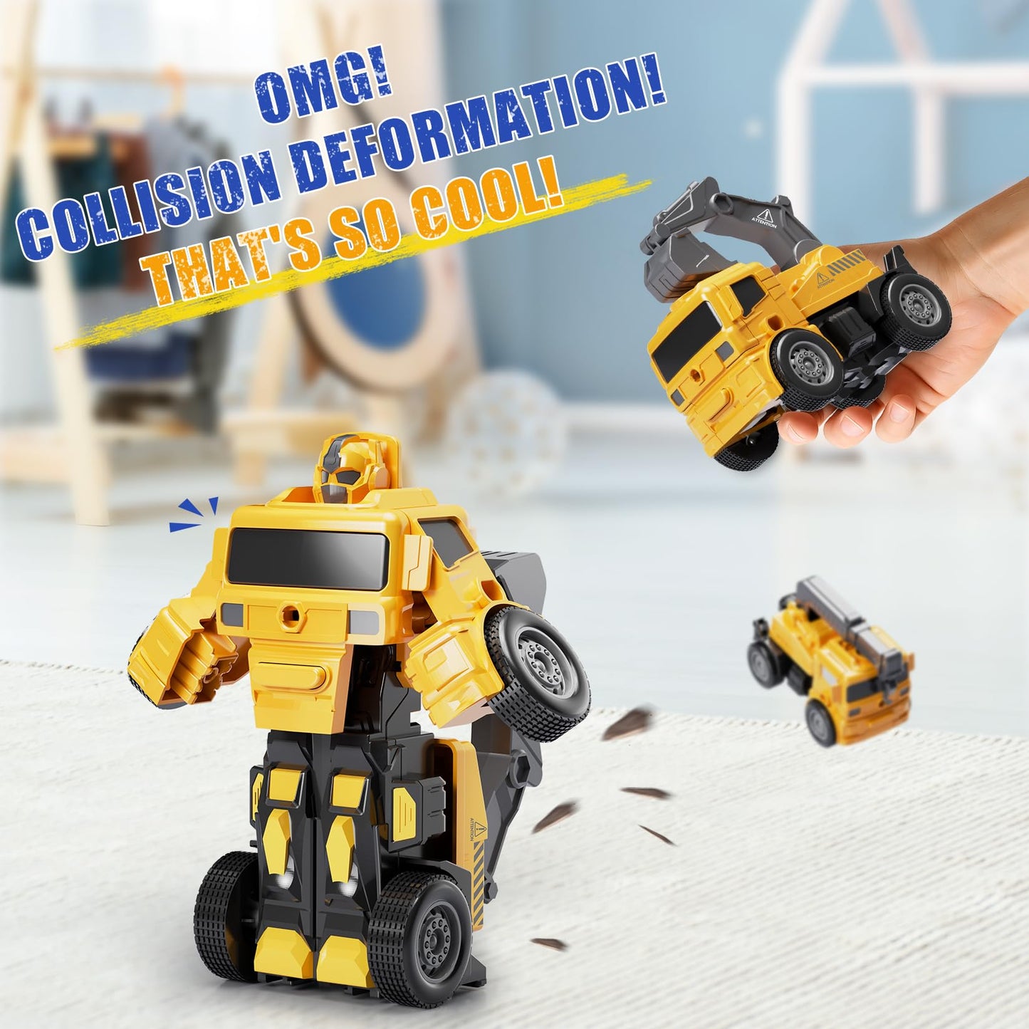 BLUEYAK 3 Year Old Boy Birthday Gift - STEM Toys for Ages 3-8, Construction Transforming Toys，5 in 1 Building Take Apart Trucks Transform to Robot, Boys Toys Stocking Stuffers for Kids Christmas 3-8