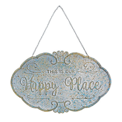 All Chic Outdoor Garden Signs Decorative Yard Sign Stakes Metal Hanging Sign Rustic Outdoor Decor 26.4" x 15.8" Includes Stakes and Hanging Chain