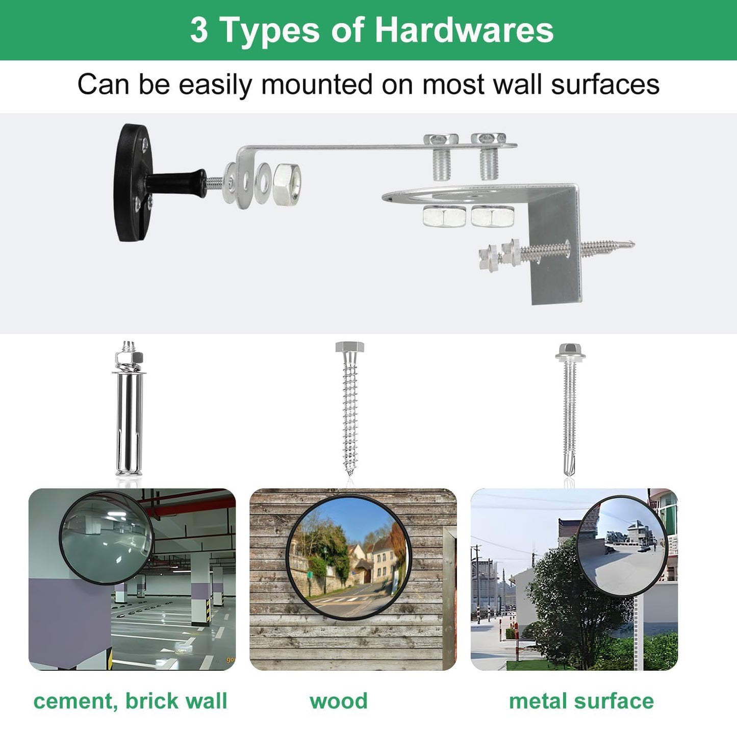 𝟐𝟒" 𝐔𝐧𝐛𝐫𝐞𝐚𝐤𝐚𝐛𝐥𝐞 𝐏𝐂 𝐂𝐨𝐧𝐯𝐞𝐱 𝐌𝐢𝐫𝐫𝐨𝐫 with Adjustable Bracket - Vision up to 35 FT, Ideal for Driveway, Large Road, Garage Blindspots & Traffic Safety