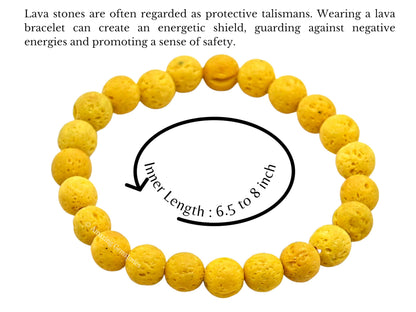 Amazing Gemstone Crystal Bracelet for Women Men's Gifts - Protection Healing Crystal Bracelet - 8mm Gemstone Beaded Stretchable Bracelet Pulseras Para Hombres Mujer Stocking Stuffers Mothers Day Gift (Yellow Lava)
