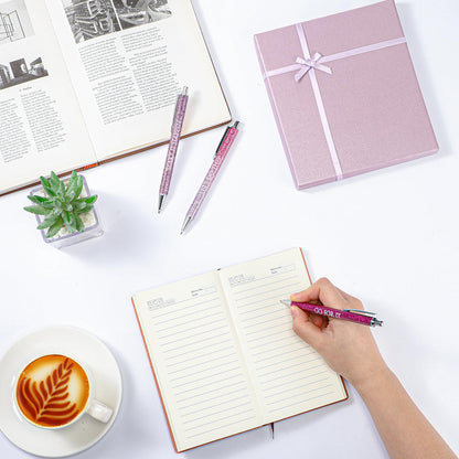 Thenshop 5 Pcs Employee Appreciation Gift Journal with Pen Difference Maker Inspirational Leather Notebook 3 Ballpoint Pens Box Thank You Gift for Coworker Teacher Volunteer Social Worker(Purple)